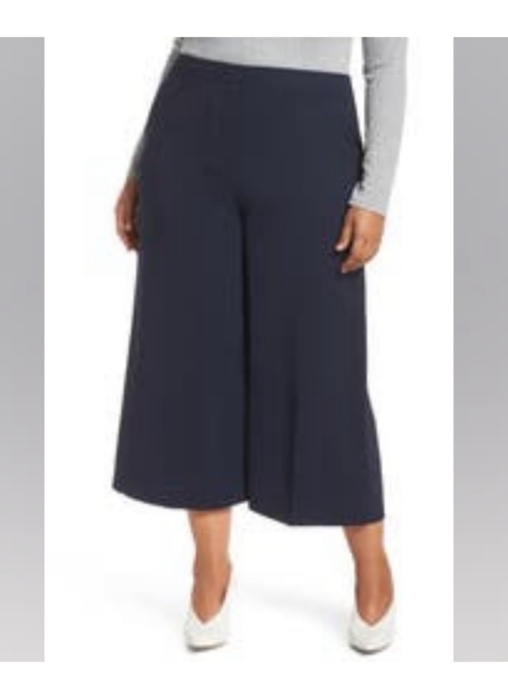 Halogen navy night high rise wide leg cropped professional crepe pant